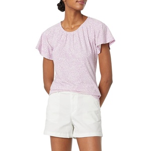 image:imageAmazon Essentials Womens RegularFit Cape Sleeve Open Crewneck TShirt for WorkLilac Animal