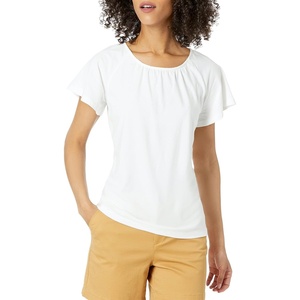 image:imageAmazon Essentials Womens RegularFit Cape Sleeve Open Crewneck TShirt for WorkWhite
