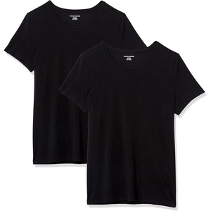 image:imageAmazon Essentials Womens RegularFit ShortSleeve TShirt Crewneck and VNeck Options MultipacksBlack