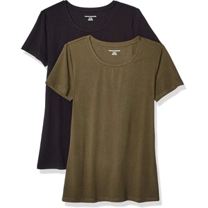 image:imageAmazon Essentials Womens RegularFit ShortSleeve TShirt Crewneck and VNeck Options MultipacksBlackOlive