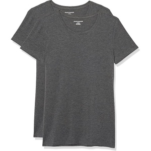 image:imageAmazon Essentials Womens RegularFit ShortSleeve TShirt Crewneck and VNeck Options MultipacksCharcoal Heather