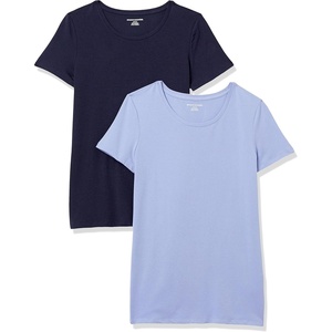 image:imageAmazon Essentials Womens RegularFit ShortSleeve TShirt Crewneck and VNeck Options MultipacksNavyPurple