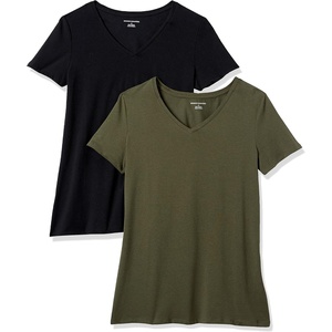 image:imageAmazon Essentials Womens RegularFit ShortSleeve TShirt Crewneck and VNeck OptionsOliveBlack
