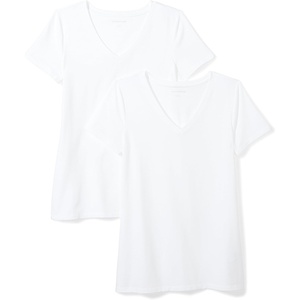 image:imageAmazon Essentials Womens RegularFit ShortSleeve TShirt Crewneck and VNeck OptionsWhite
