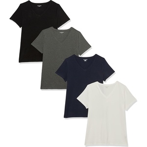 image:imageAmazon Essentials Womens RegularFit ShortSleeve TShirt Crewneck and VNeck OptionsWhiteCharcoal HeatherNavy