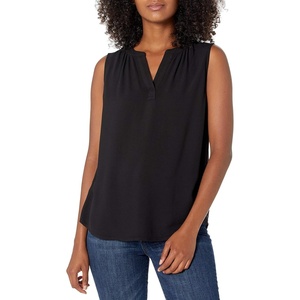 image:imageAmazon Essentials Womens Relaxed Fit Sleeveless VNeck Woven ShirtBlack