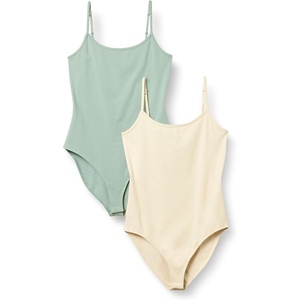 image:imageAmazon Essentials Womens SlimFit Cami Bodysuit Pack of 2BeigeLight Sage Green
