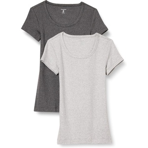 image:imageAmazon Essentials Womens SlimFit CapSleeve Scoop Neck TShirtCharcoal HeatherLight Grey Heather