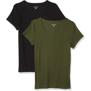image:imageAmazon Essentials Womens SlimFit CapSleeve Scoop Neck TShirtDark OliveBlack
