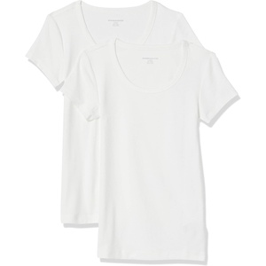 image:imageAmazon Essentials Womens SlimFit CapSleeve Scoop Neck TShirtWhite