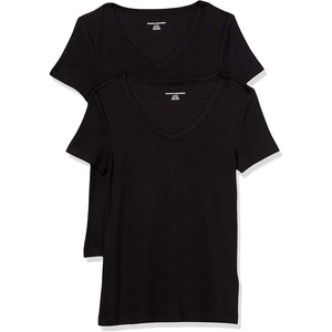image:imageAmazon Essentials Womens SlimFit ShortSleeve VNeck TShirtBlackBlack