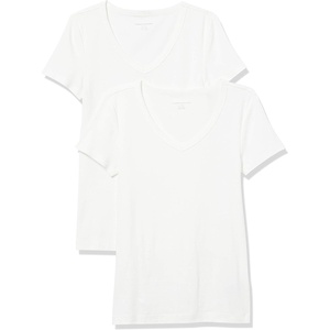 image:imageAmazon Essentials Womens SlimFit ShortSleeve VNeck TShirtWhite