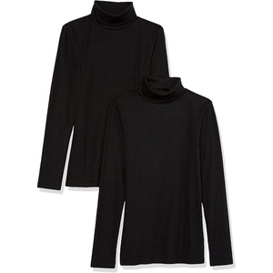 image:imageAmazon Essentials Womens SlimFit Stretchy Layering Long Sleeve Knit Rib Turtleneck Top Available in Plus Size Pack of 2Black