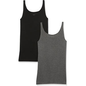image:imageAmazon Essentials Womens SlimFit Thin Strap Tank TopBlackCharcoal Heather