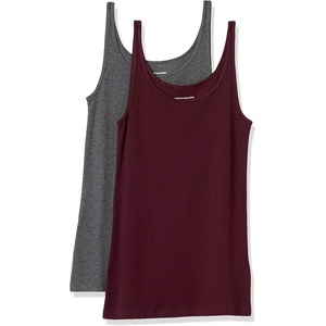 image:imageAmazon Essentials Womens SlimFit Thin Strap Tank TopBurgundyCharcoal Heather