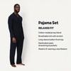 image:imageAmazon Essentials Mens CottonModal Pajama Set Long Sleeve ButtonDown Top with PantsBlack