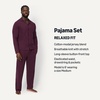 image:imageAmazon Essentials Mens CottonModal Pajama Set Long Sleeve ButtonDown Top with PantsDark Burgundy