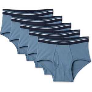 image:imageAmazon Essentials Mens Breathable Ribbed Knit Briefs with Elasticized WaistbandDeep Blue  Navy  Light Grey Heather