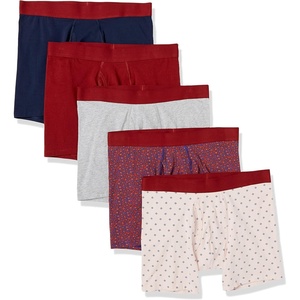 image:imageAmazon Essentials Mens Cotton Jersey Boxer BriefsPack of 5 Available in Big amp TallDark Red  Mixed Print