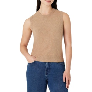 image:imageAmazon Essentials Womens RegularFit Crewneck Pullover Sweater TankCamel Heather