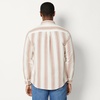image:imageAmazon Essentials Mens RegularFit Long Sleeve Linen Blend ShirtBrick Red Textured Stripe