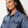 image:imageAmazon Essentials Womens Low Stretch RelaxedFit Cropped Denim JacketMedium Blue Vintage