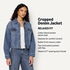 image:imageAmazon Essentials Womens Low Stretch RelaxedFit Cropped Denim JacketMedium Blue Vintage