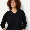 image:imageAmazon Essentials Womens Oversized VNeck Fleece Pullover SweatshirtBlack
