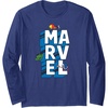 image:imageAmazon Essentials Marvel Block Letters With Three Tiny Super Heroes Long Sleeve TShirtNavy Blue