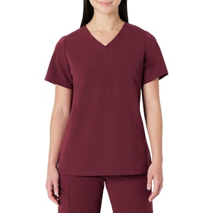 image:imageAmazon Basics Womens Scrubs VNeck Top with PocketsBurgundy