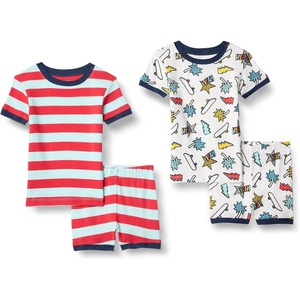image:imageAmazon Essentials Babies Toddlers and Boys SnugFit Cotton Pajama Set MultipacksPale Aqua BlueRedWhiteStripeYeah