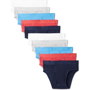 image:imageAmazon Essentials Boys Cotton Jersey Brief Underwear Pack of 10Grey Red Navy