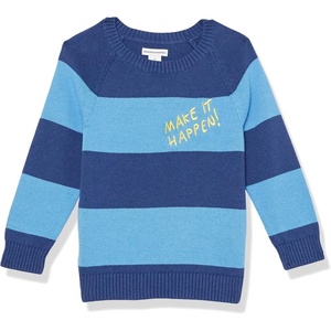 image:imageAmazon Essentials Boys and Toddlers Cotton Knit Pullover Crewneck SweaterBlue Navy Rugby Stripe