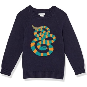image:imageAmazon Essentials Boys and Toddlers Cotton Knit Pullover Crewneck SweaterDark Navy Snake