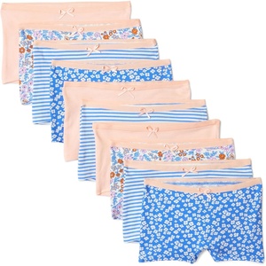 image:imageAmazon Essentials Girls Cotton Jersey Boxer Brief Underwear Pack of 10Peach Flower Stripes