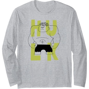 image:imageAmazon Essentials Marvel Avengers Cartoon Hulk Drawing Long Sleeve TShirtHeather Grey
