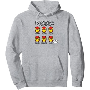 image:imageAmazon Essentials Marvel Avengers Moods of Iron Man Pullover HoodieHeather Grey