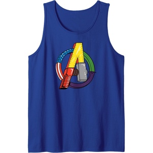 image:imageAmazon Essentials Marvel Avengers Multi Hero Logo Collage Tank TopRoyal Blue