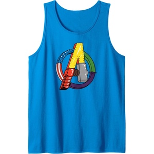 image:imageAmazon Essentials Marvel Avengers Multi Hero Logo Collage Tank TopSapphire Blue