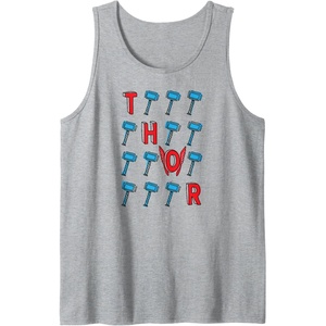 image:imageAmazon Essentials Marvel Avengers Thor Hammer Grid Tank TopHeather Grey