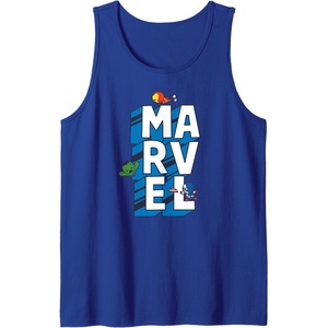 image:imageAmazon Essentials Marvel Block Letters With Three Tiny Super Heroes Tank TopRoyal Blue