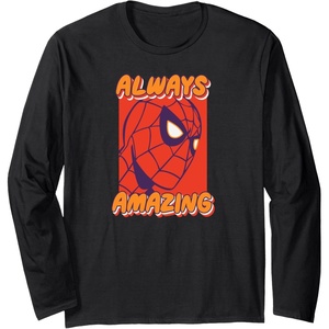 image:imageAmazon Essentials Marvel SpiderMan Always Amazing Boxed Portrait Long Sleeve TShirtBlack