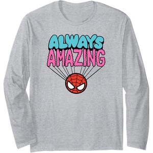 image:imageAmazon Essentials Marvel SpiderMan Doodle Always Amazing Long Sleeve TShirtHeather Grey