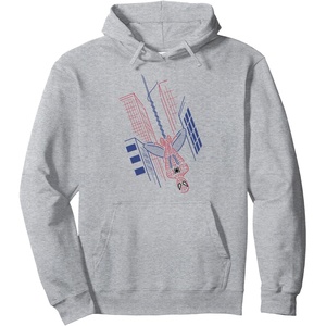 image:imageAmazon Essentials Marvel SpiderMan Hanging in the City Line Drawing Pullover HoodieHeather Grey