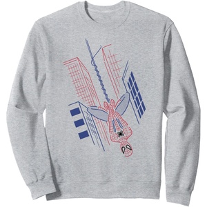 image:imageAmazon Essentials Marvel SpiderMan Hanging in the City Line Drawing SweatshirtHeather Grey
