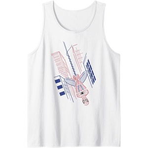 image:imageAmazon Essentials Marvel SpiderMan Hanging in the City Line Drawing Tank TopWhite
