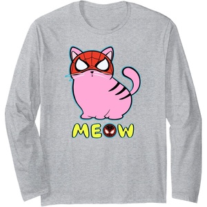 image:imageAmazon Essentials Marvel SpiderMan Miles Morales Cat with Mask Meow Long Sleeve TShirtHeather Grey