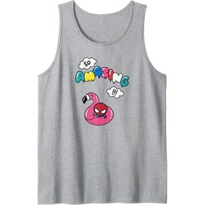 image:imageAmazon Essentials Marvel SpiderMan in a Pool Floatie So Amazing Tank TopHeather Grey