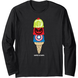 image:imageAmazon Essentials Marvel Super Heroes Ice Cream Cone Super Scoops Long Sleeve TShirtBlack