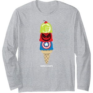 image:imageAmazon Essentials Marvel Super Heroes Ice Cream Cone Super Scoops Long Sleeve TShirtHeather Grey